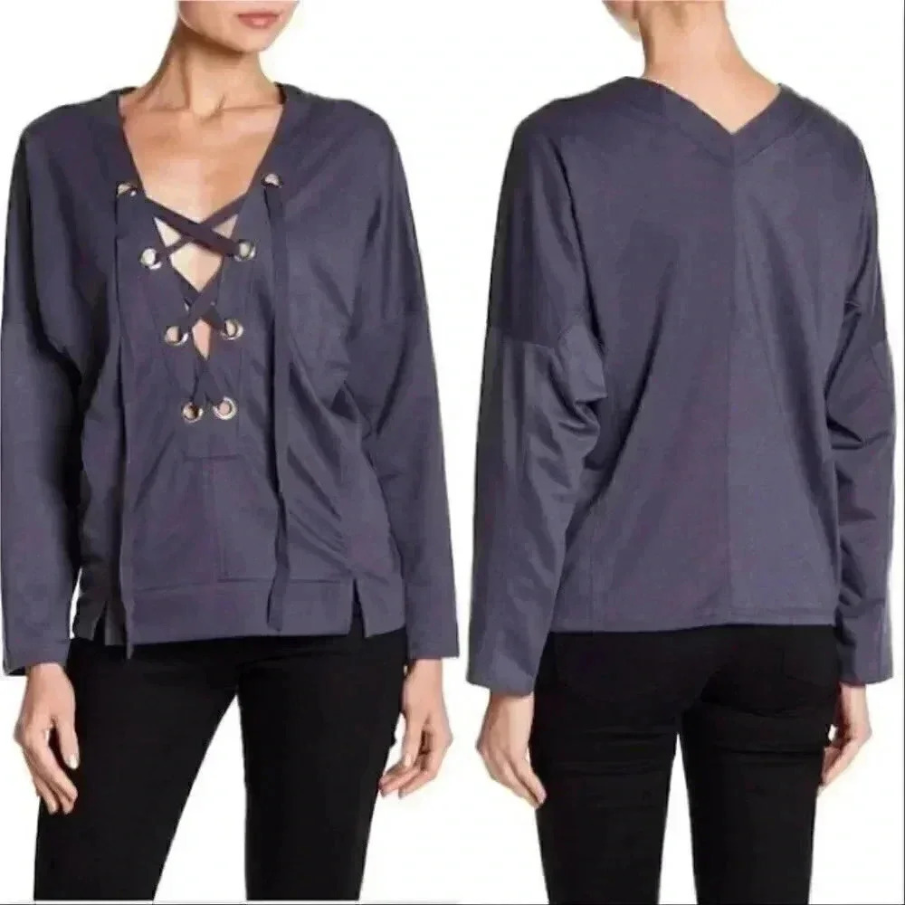 CAUSAL LACE UP TOP